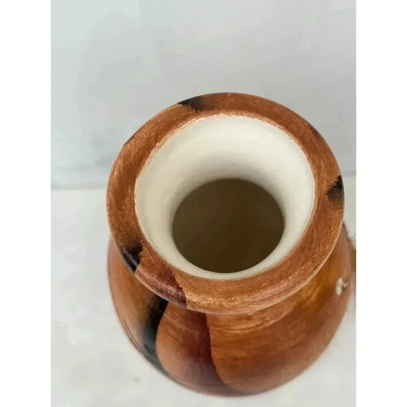 Navajo Hand Painted Dream Catcher Vase Brown Size 6" x 2" - Picture 9 of 10